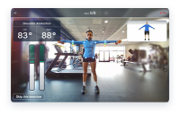 Patient view on the kiosk tablet showing live joint angles